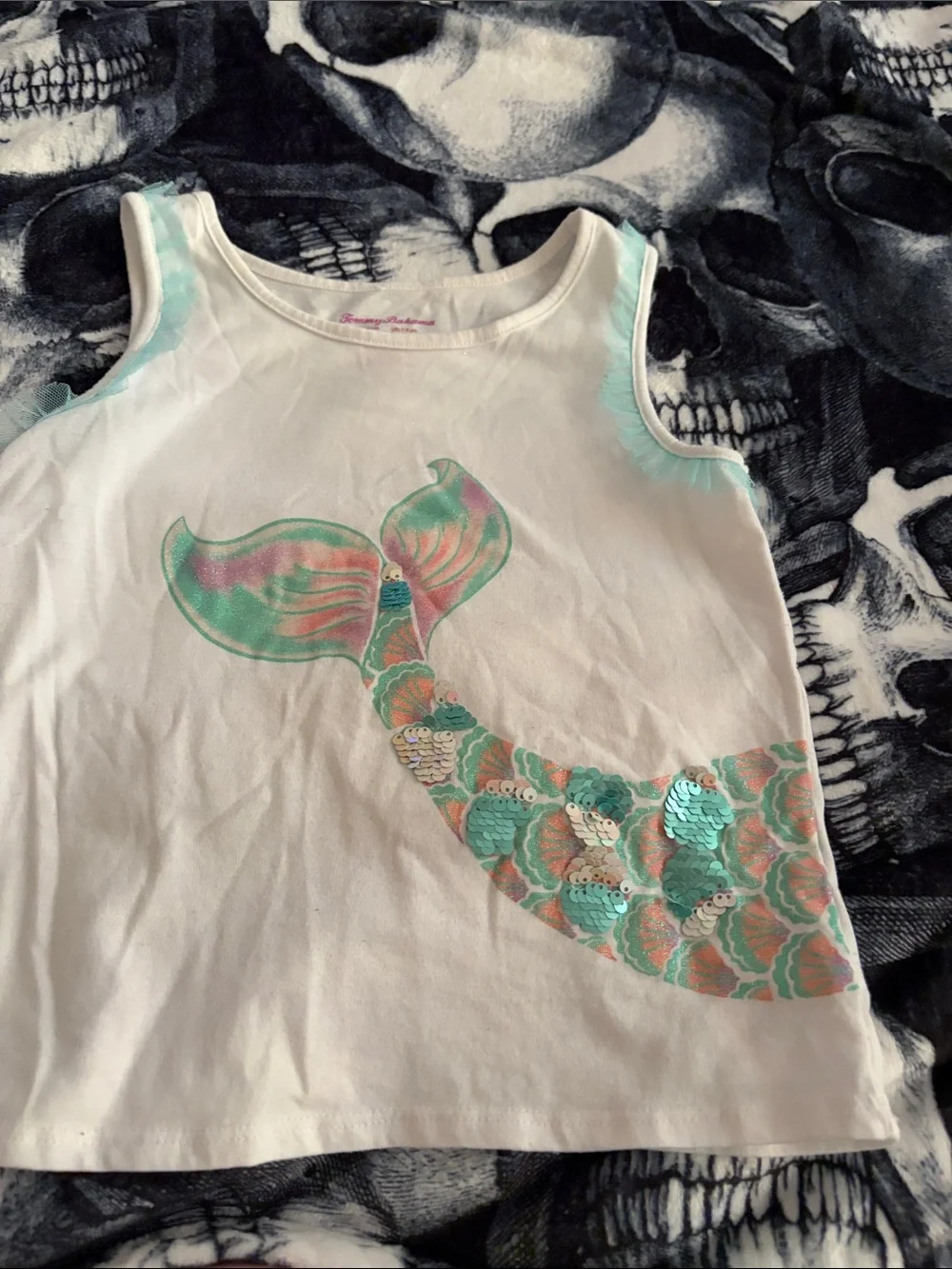 Girls White & Aqua Mermaid skort and matching tank
